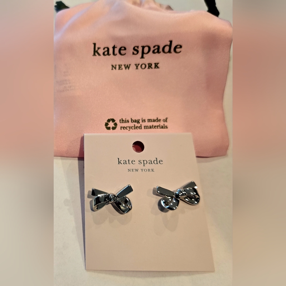 Kate Spade Silvertone Bow Earrings - Picture 4 of 6